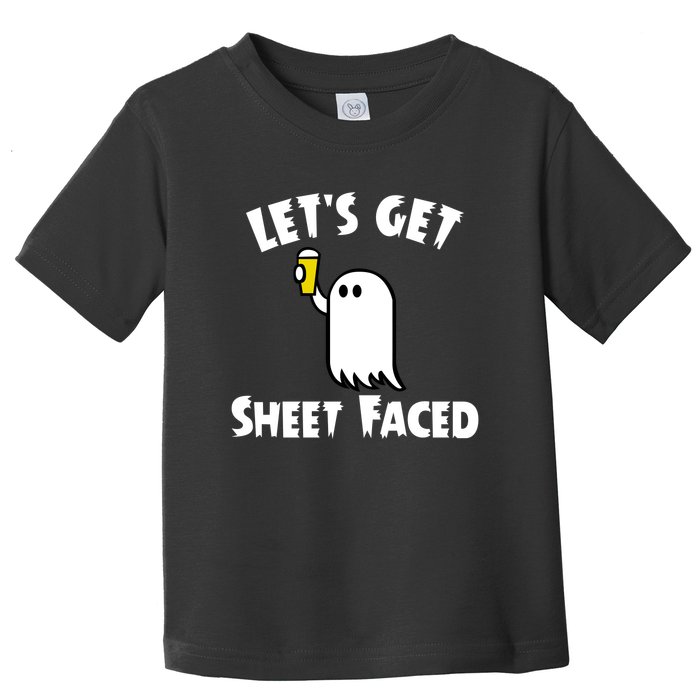 Lets Get Sheet Faced Beer Funny Halloween Costume Funny Toddler T-Shirt