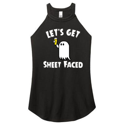 Lets Get Sheet Faced Beer Funny Halloween Costume Funny Women's Perfect Tri Rocker Tank