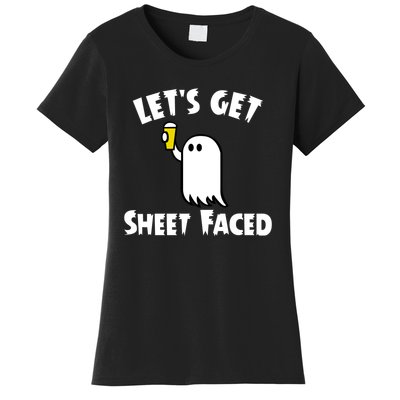 Lets Get Sheet Faced Beer Funny Halloween Costume Funny Women's T-Shirt