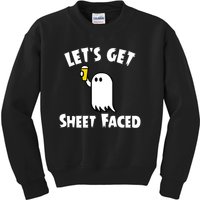 Lets Get Sheet Faced Beer Funny Halloween Costume Funny Kids Sweatshirt