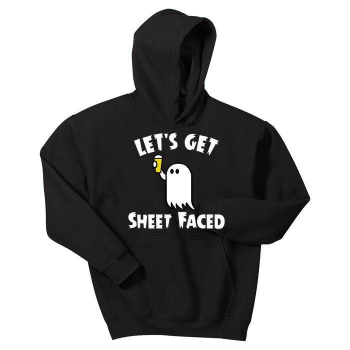 Lets Get Sheet Faced Beer Funny Halloween Costume Funny Kids Hoodie