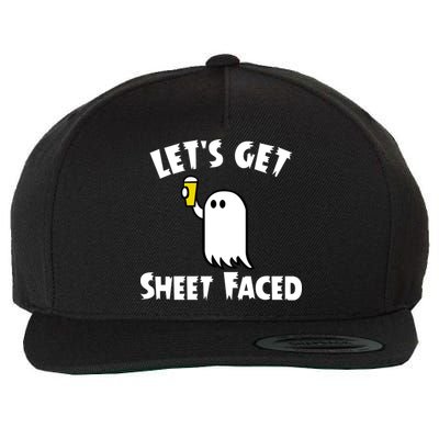 Lets Get Sheet Faced Beer Funny Halloween Costume Funny Wool Snapback Cap