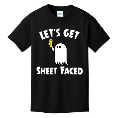 Lets Get Sheet Faced Beer Funny Halloween Costume Funny Kids T-Shirt