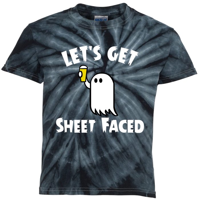 Lets Get Sheet Faced Beer Funny Halloween Costume Funny Kids Tie-Dye T-Shirt