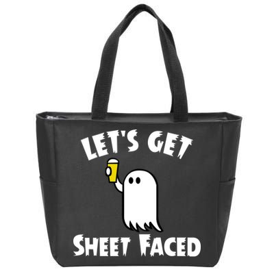 Lets Get Sheet Faced Beer Funny Halloween Costume Funny Zip Tote Bag