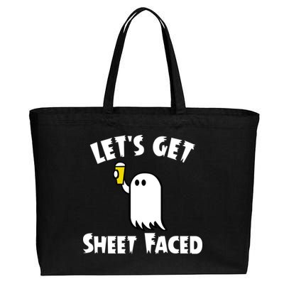 Lets Get Sheet Faced Beer Funny Halloween Costume Funny Cotton Canvas Jumbo Tote