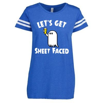 Lets Get Sheet Faced Beer Funny Halloween Costume Funny Enza Ladies Jersey Football T-Shirt