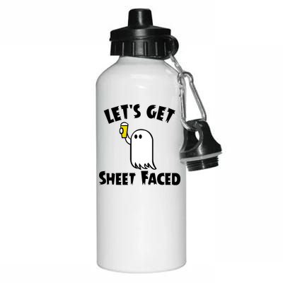 Lets Get Sheet Faced Beer Funny Halloween Costume Funny Aluminum Water Bottle