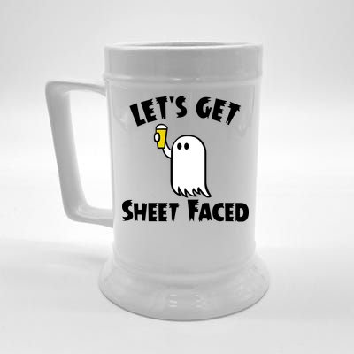 Lets Get Sheet Faced Beer Funny Halloween Costume Funny Beer Stein