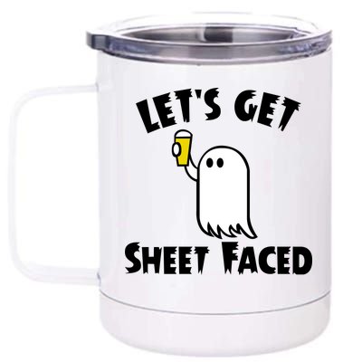 Lets Get Sheet Faced Beer Funny Halloween Costume Funny 12 oz Stainless Steel Tumbler Cup