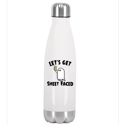 Lets Get Sheet Faced Beer Funny Halloween Costume Funny Stainless Steel Insulated Water Bottle