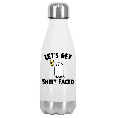 Lets Get Sheet Faced Beer Funny Halloween Costume Funny Stainless Steel Insulated Water Bottle