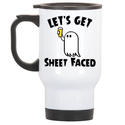 Lets Get Sheet Faced Beer Funny Halloween Costume Funny Stainless Steel Travel Mug