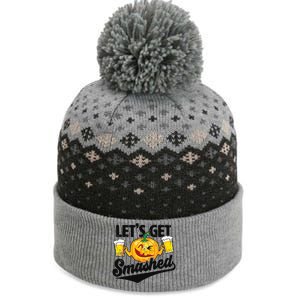 Lets Get Smashed Funny Pumpkin Beer Halloween The Baniff Cuffed Pom Beanie