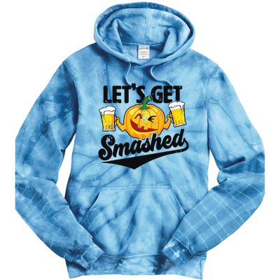 Lets Get Smashed Funny Pumpkin Beer Halloween Tie Dye Hoodie