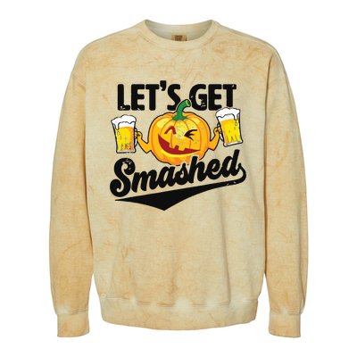 Lets Get Smashed Funny Pumpkin Beer Halloween Colorblast Crewneck Sweatshirt