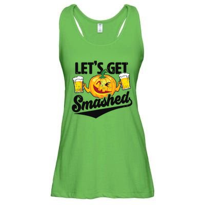 Lets Get Smashed Funny Pumpkin Beer Halloween Ladies Essential Flowy Tank