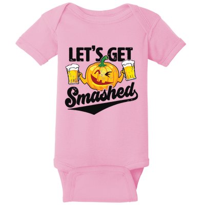 Lets Get Smashed Funny Pumpkin Beer Halloween Baby Bodysuit