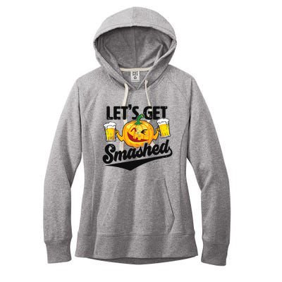 Lets Get Smashed Funny Pumpkin Beer Halloween Women's Fleece Hoodie