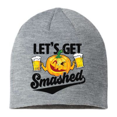 Lets Get Smashed Funny Pumpkin Beer Halloween Sustainable Beanie