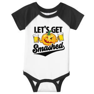 Lets Get Smashed Funny Pumpkin Beer Halloween Infant Baby Jersey Bodysuit