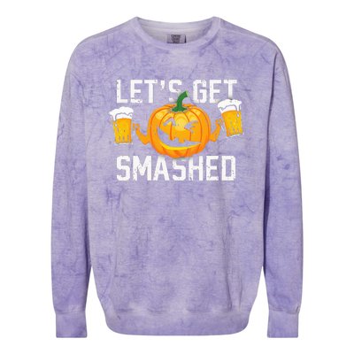 Lets Get Smashed Funny Pumpkin Beer Halloween Costume Colorblast Crewneck Sweatshirt