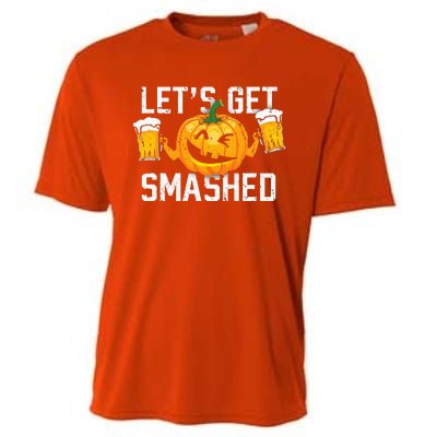 Lets Get Smashed Funny Pumpkin Beer Halloween Costume Cooling Performance Crew T-Shirt