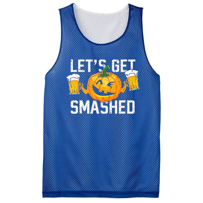 Lets Get Smashed Funny Pumpkin Beer Halloween Costume Mesh Reversible Basketball Jersey Tank