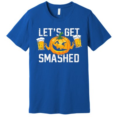 Lets Get Smashed Funny Pumpkin Beer Halloween Costume Premium T-Shirt