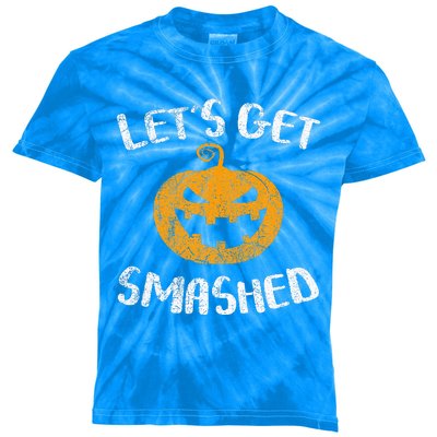 Lets Get Smashed Pumpkin Halloween Drinking Kids Tie-Dye T-Shirt