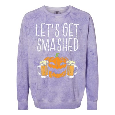 Lets Get Smashed Jack O Lantern Beer Halloween Drinking Colorblast Crewneck Sweatshirt