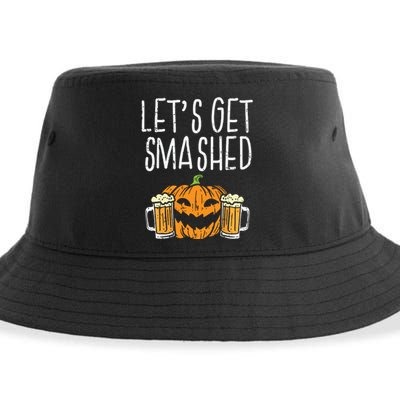 Lets Get Smashed Jack O Lantern Beer Halloween Drinking Sustainable Bucket Hat