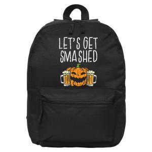 Lets Get Smashed Jack O Lantern Beer Halloween Drinking 16 in Basic Backpack