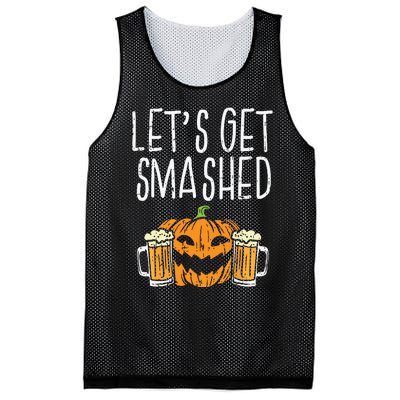 Lets Get Smashed Jack O Lantern Beer Halloween Drinking Mesh Reversible Basketball Jersey Tank