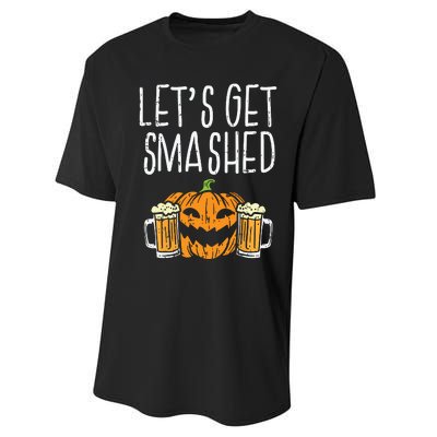 Lets Get Smashed Jack O Lantern Beer Halloween Drinking Performance Sprint T-Shirt