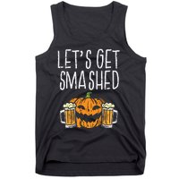 Lets Get Smashed Jack O Lantern Beer Halloween Drinking Tank Top