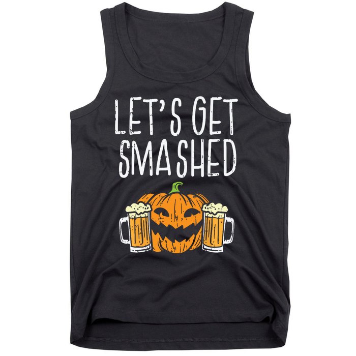 Lets Get Smashed Jack O Lantern Beer Halloween Drinking Tank Top