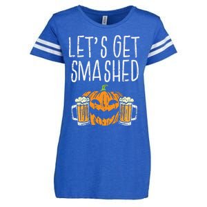 Lets Get Smashed Jack O Lantern Beer Halloween Drinking Enza Ladies Jersey Football T-Shirt