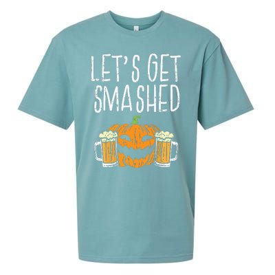 Lets Get Smashed Jack O Lantern Beer Halloween Drinking Sueded Cloud Jersey T-Shirt