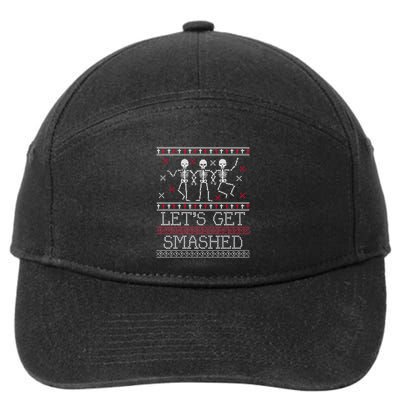 Lets Get Smashed Ugly Christmas Sweaters Great Gift 7-Panel Snapback Hat