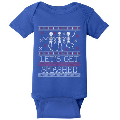 Lets Get Smashed Ugly Christmas Sweaters Great Gift Baby Bodysuit