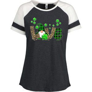 Love Gnome St Patrick's Day Enza Ladies Jersey Colorblock Tee