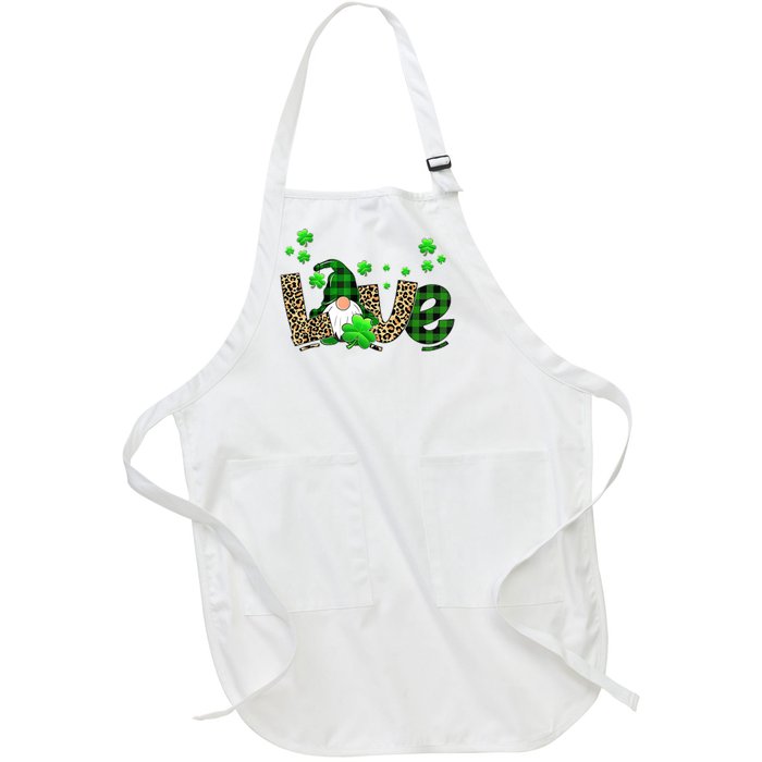 Love Gnome St Patrick's Day Full-Length Apron With Pockets