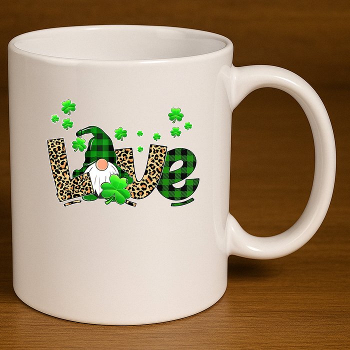 Love Gnome St Patrick's Day 11oz C Handle Ceramic Mug