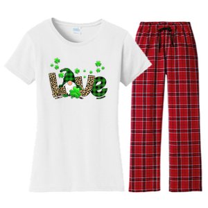 Love Gnome St Patrick's Day Women's Flannel Pajama Set