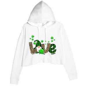 Love Gnome St Patrick's Day Crop Fleece Hoodie