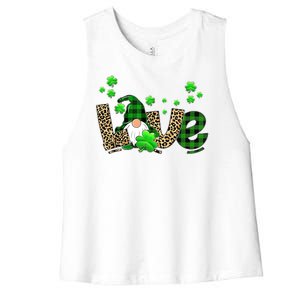 Love Gnome St Patrick's Day Women's Racerback Cropped Tank