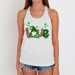 Love Gnome St Patrick's Day Women's Knotted Racerback Tank