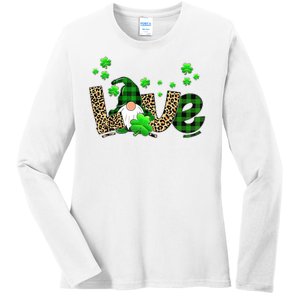 Love Gnome St Patrick's Day Ladies Long Sleeve Shirt