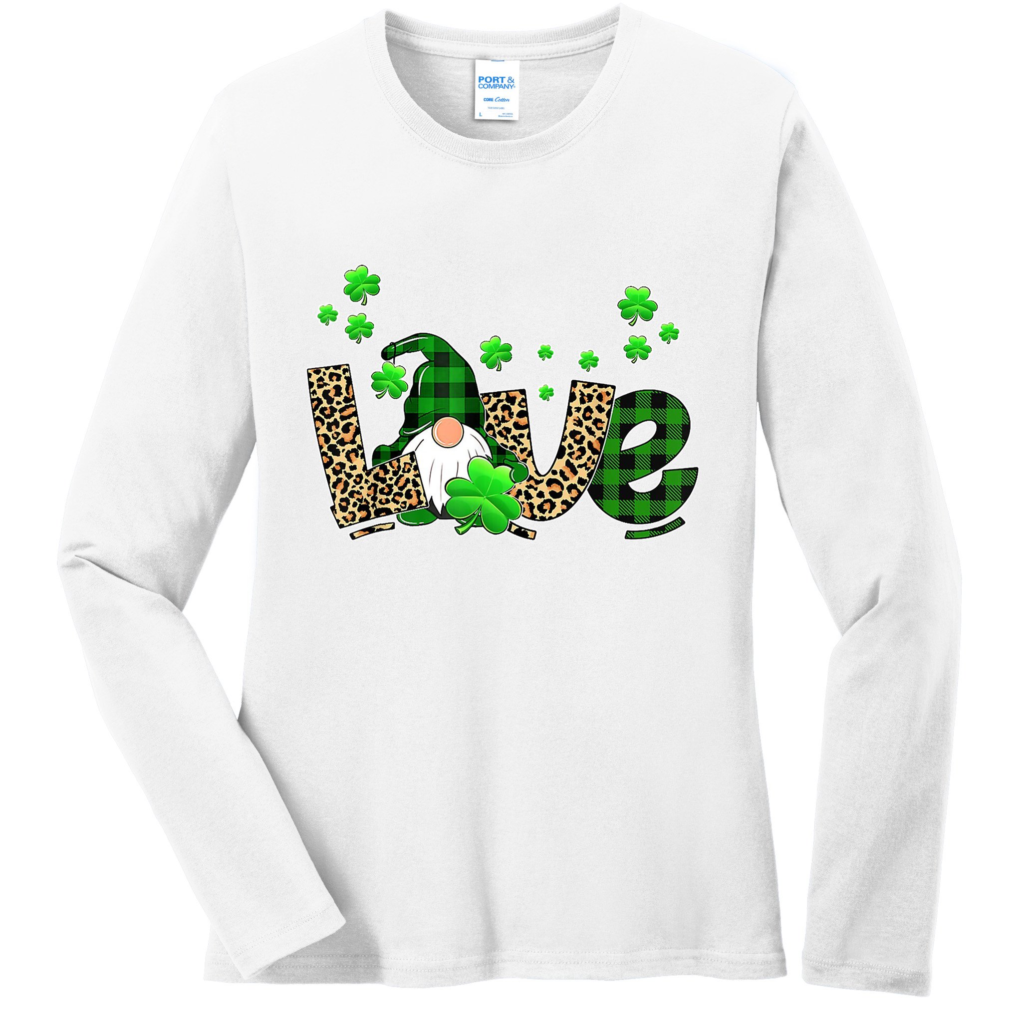 Love Gnome St Patrick's Day Ladies Long Sleeve Shirt